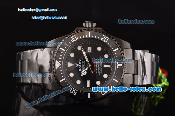 Rolex Pro-Hunter Sea-Dweller Asia 2813 Automatic PVD Case with PVD Strap Black Dial White Markers - Click Image to Close