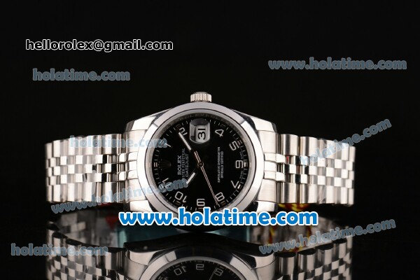 Rolex Datejust Swiss ETA 2836 Automatic Movement Stainless Steel Case with Black Dial and White Numeral Markers - Click Image to Close