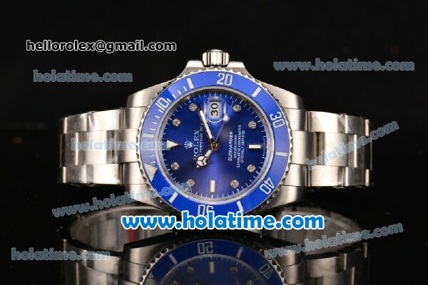 Rolex Submariner Asia 2813 Automatic Full Steel with Blue Dial and Ceramic Bezel - Click Image to Close