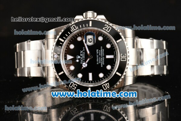 Rolex Submariner Swiss ETA 2836 Automatic Steel Case with Black Dial and Ceramic Bezel - 1:1 Original - Click Image to Close