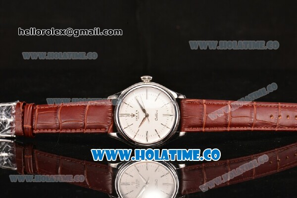 Rolex Cellini Time Asia Automatic Steel Case with Brown Leather Strap White Dial and Silver Stick Markers (New) - Click Image to Close