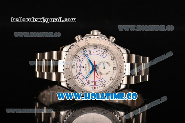 Rolex Yachtmaster II Chrono Swiss Valjoux 7750 Automatic Full Steel with White Dial and Dot Markers (BP) - Click Image to Close