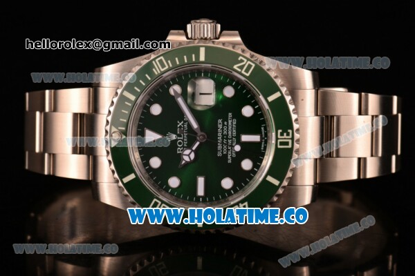 Rolex Submariner Clone Rolex 3135 Automatic Steel Case/Bracelet with Green Dial and White Markers (CF) - Click Image to Close