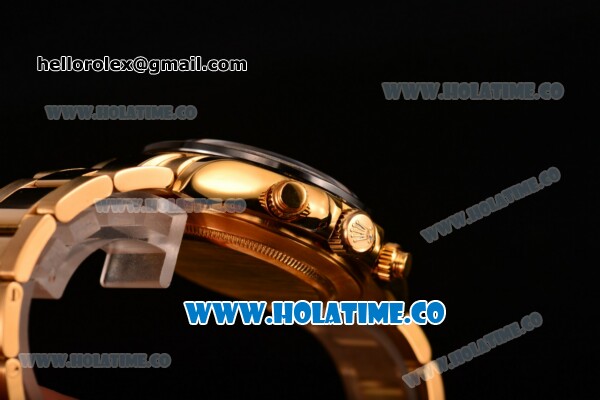 Rolex Daytona Chrono Swiss Valjoux 7750 Automatic Yellow Gold Case/Bracelet with Diamonds Markers Ceramic Bezel and Black Dial (BP) - Click Image to Close