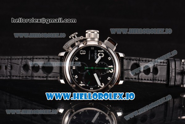 U-Boat U-51 Chrono Swiss Valjoux 7750 Automatic Steel Case with Black Dial and White Arabic Numeral Markers - Click Image to Close