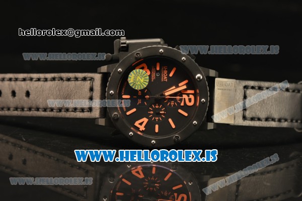 U-Boat U42 All Black PVD Case With Orange Markers Miyota OS10 Chronograph Quartz - Click Image to Close