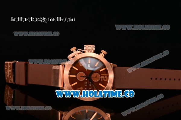 U-Boat Classico Italo Fontana Chrono Miyota Quartz Rose Gold Case with Coffee Dial and Stick/Arabic Numeral Markers - Click Image to Close