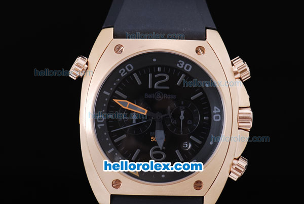 Bell & Ross BR 02-94 Automatic with Black Dial,Gold Case and Rubber Strap - Click Image to Close