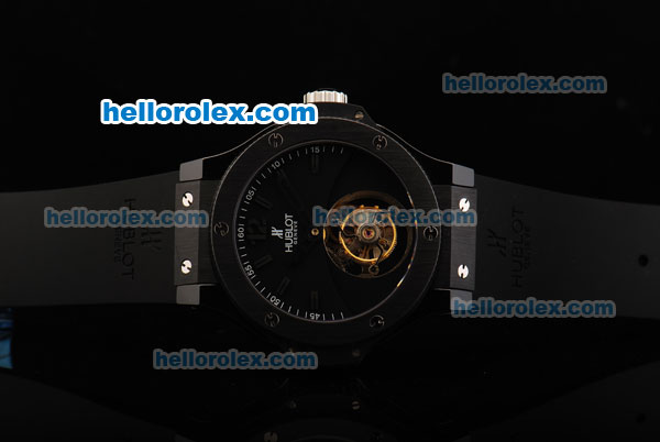 Hublot Big Bang Tourbillon Manual Winding Movement Ceramic Case and Bezel with Black Dial and Black Rubber Strap-Limited Edition - Click Image to Close