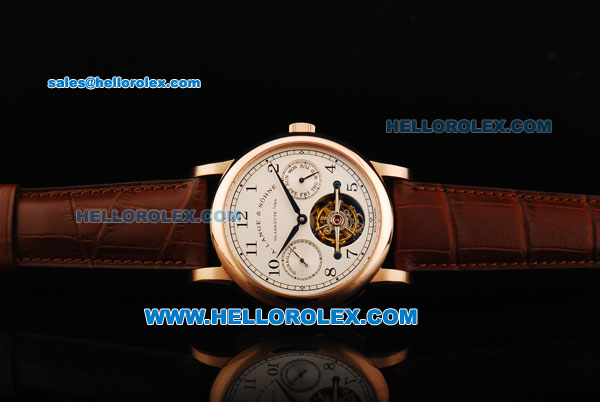 A.Lange&Sohne Glashutte Swiss Tourbillon Manual Winding Movement Rose Gold Case with Cream Dial - Click Image to Close