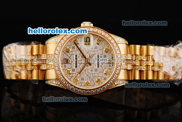 Rolex Datejust Automatic Movement Gold Case and Bracelet with Diamond Bezel - Click Image to Close